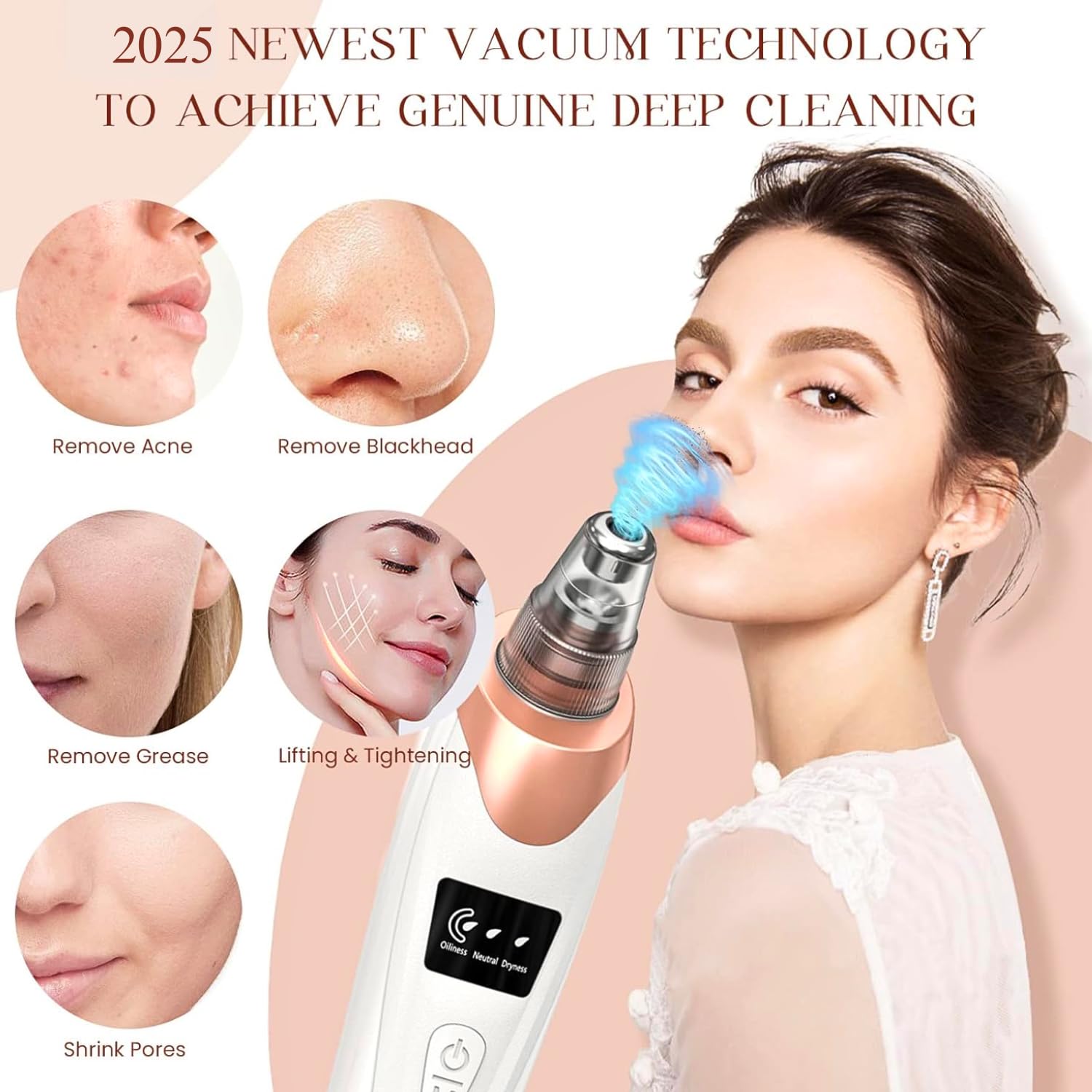 Blackhead Remover Vacuum, Electric Pore Vacuum Cleaner for Black Heads Removals, Deep Clean Facial Kit For Women, Rechargeable Pore Extractor Tool Blackhead Suction Device (Charge Before First Use)