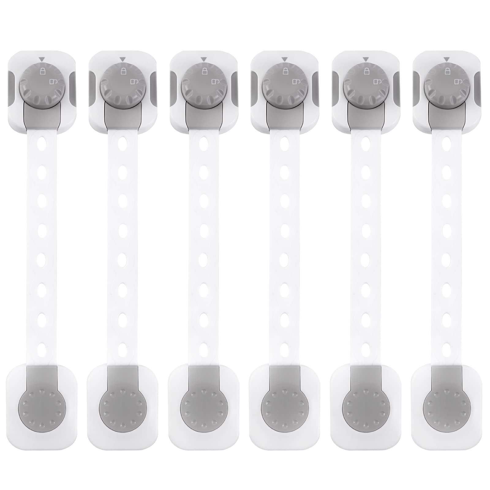 Baby Safety Lock, Child Safety Locks, Multi-Functional Adjustable Double Button Baby Anti-Clip Latch System For Cabinets, Drawers, Fridge, Closet Doors Etc（Pack Of 6）