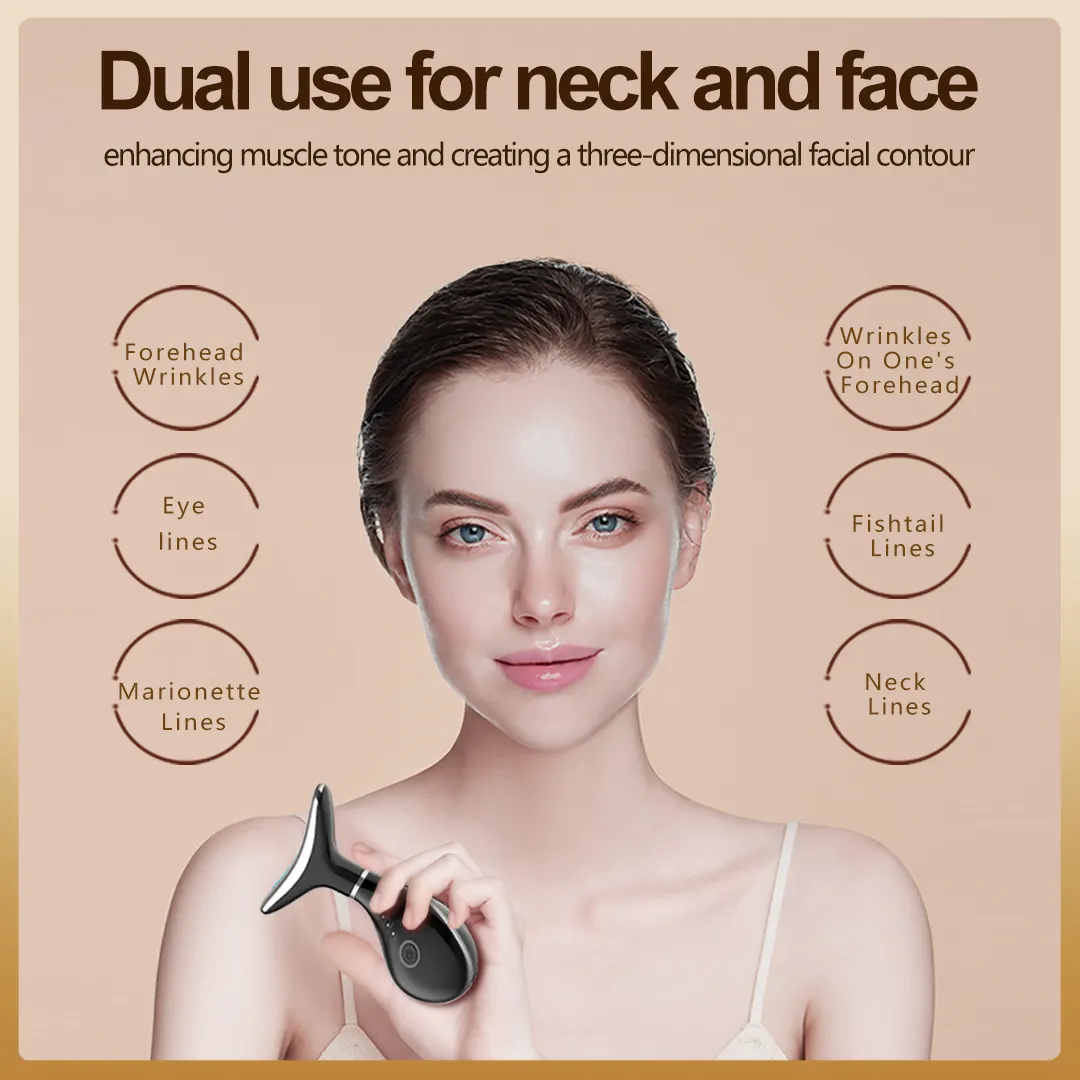 Face Massager Lift Device Electric: Facial Massager Lifting Machine Anti-Aging Neck Eye Device - 3 LED 42°C Heating EMS Microcurrent for Skin Firming - Neck Lifting Anti-Wrinkle Care Slimming Face