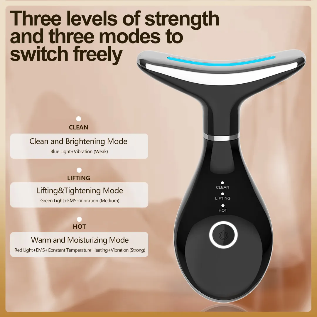 Face Massager Lift Device Electric: Facial Massager Lifting Machine Anti-Aging Neck Eye Device - 3 LED 42°C Heating EMS Microcurrent for Skin Firming - Neck Lifting Anti-Wrinkle Care Slimming Face