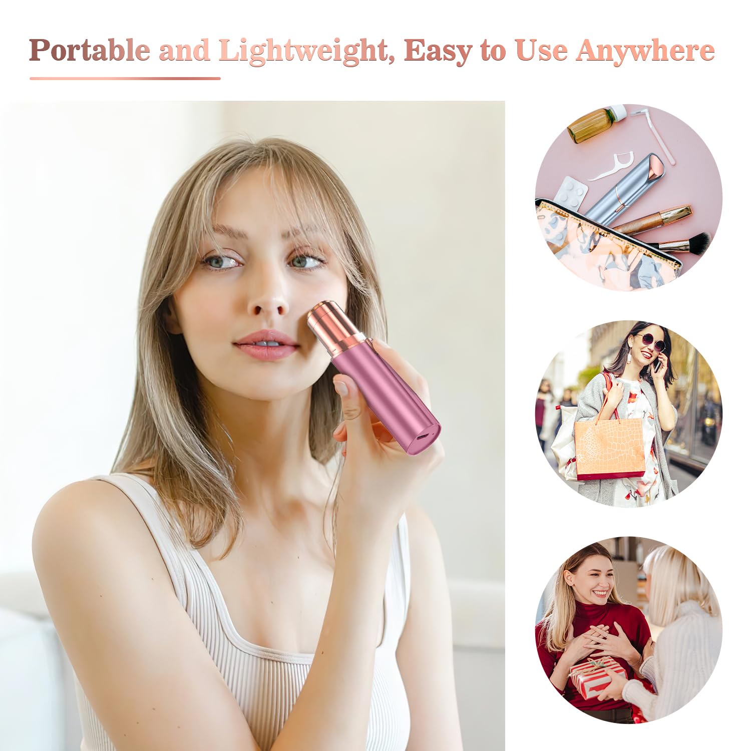 Rechargeable Facial Hair Remover for Women, Face Hair Trimmer, Painless Lady Shavers for Women